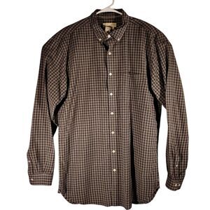 The Territory Ahead shirt mens LT L Large TALL black plaid silk blend long sleev